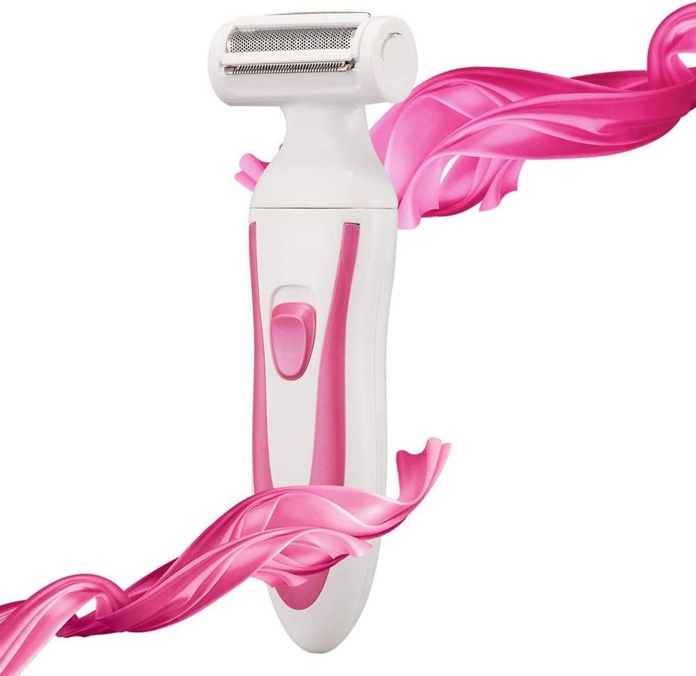 Women Shaver Bikini Trimmer 3-Blade Cordless Women Electric Razor Women Trimmer with Removable Head Offer Safe & Easy Trim for Legs, Arms, Face and Body (Pink)