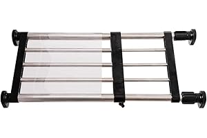 Hershii Expandable Closet Tension Shelf Rod Adjustable Metal Storage Rack Cabinet Organizer DIY Divider Separator Shelves for Wardrobe Cupboard Kitchen Bathroom, Black, 15.75-23.62inches