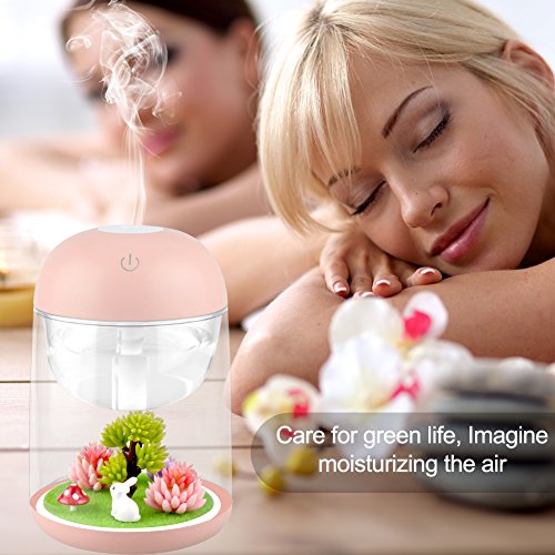 Loneyshow Micro Landscape humidifier Diffuser 180ml Cool Mist Humidifier with Adjustable Mist Mode, Waterless Auto Shut-off (Pink)