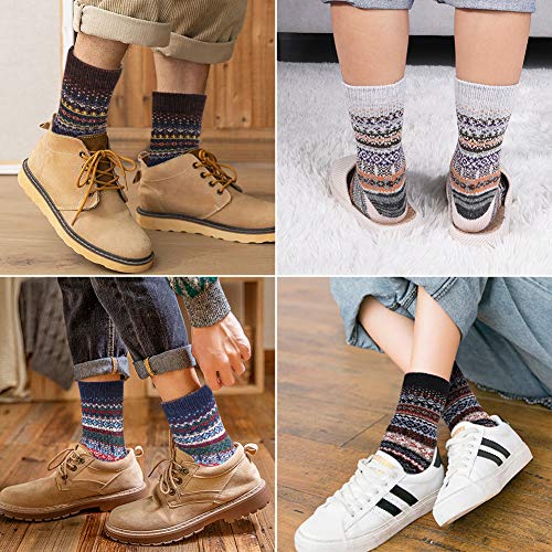 Fixget-Damen-Winter-Wollsocken-6-Paare-Dicke-Stricksocken-Weiche-Warme-Vintage-Bunte-Wintersocken-Thermosocken-Atmungsaktive