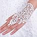 DressLove Short Lace Fingerless Rhinestone Bridal Gloves