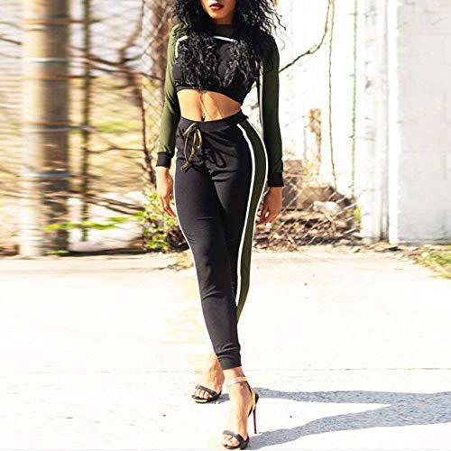 Dreamyth-Winter 2Pcs Women Tracksuit Sweatshirt Pants Sets Sport Long Sleeve Wear Casual Suit (Army Green, M)