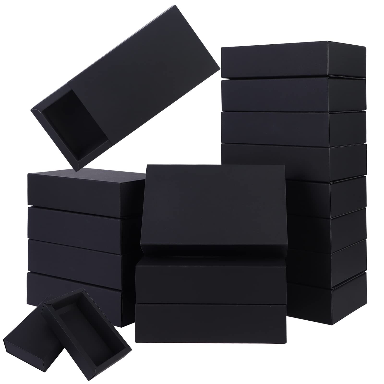 Photo 1 of  4 PCS Rectangle Drawer Kraft Boxes Small Crafts Cardboard Present Boxes Present Packaging Boxes for Party Favor Treats, Candy and Jewelry Crafts, (Black)