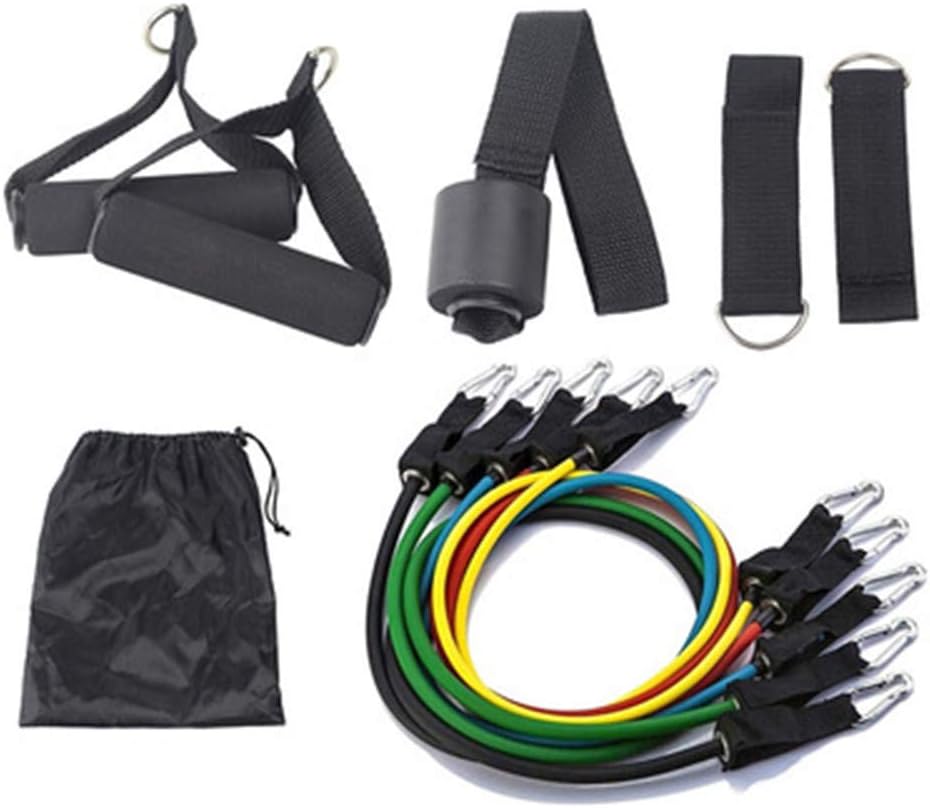 XIAOYA 11pcs Exercise Resistance Bands Set, Fitness Stretch Bands Workout Resistance Tube Straps- 5 Tubes, 2 Hand Grips, Door Anchor, Ankle Straps, for Men Women, Shoulder, Legs, Arm and Glutes Ideal