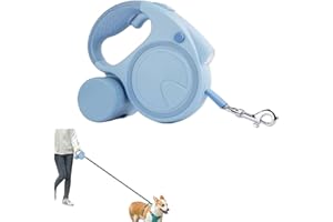 BEST DOG SUPPLIES FOR THE LOVE OF DOGS Retractable Dog Fancy Leash with Flashlight and Dispenser, 16 ft Dog Retractable Leash is Perfect for Safe and Comfortable Walking with Your Pet - Suitable for Dogs - Blue