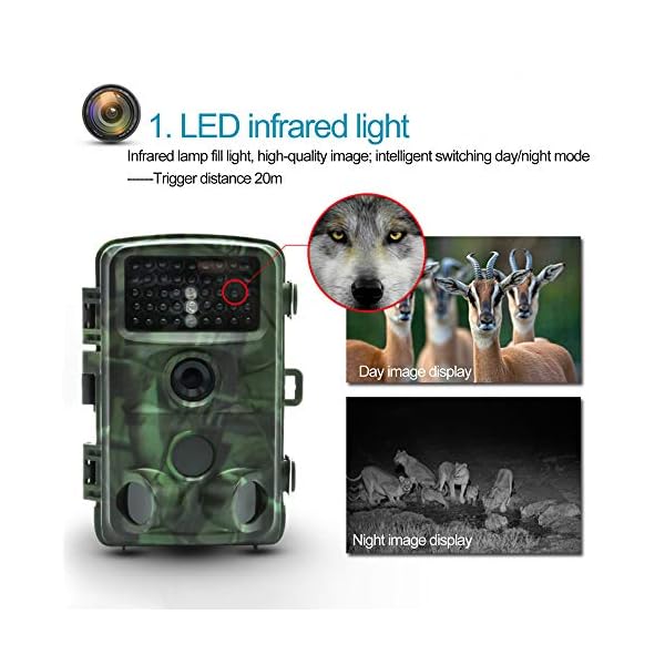 LXYDD Wildkamera 16MP 1080P Video Jagdkamera mit 120 ° Überwachungswinkel Bewegungserkennung in der Nacht mit Infrarot… – Bild 6