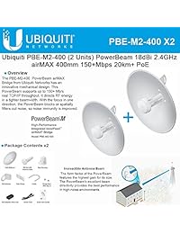 Ubiquiti pbe m2   400 2 paquetes de POWERBEAM M2 18dBi 2.4 GHz Airmax 400 mm 20 km + PoE