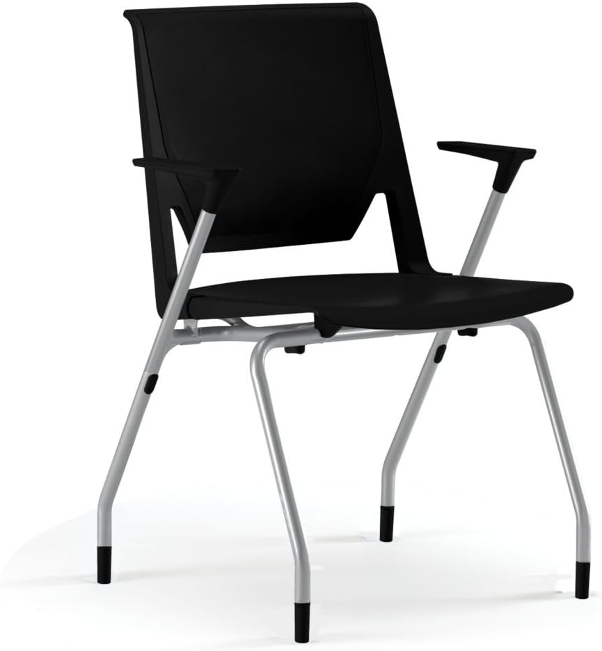 Haworth Very Side Chair Felt Glide Casters Black Arms Tetro Back Metallic Silver Trim Amazon Ca Home Kitchen