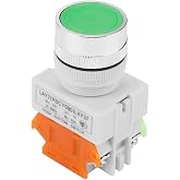 Green LAY37-11BN 22mm Mount Push Button Momentary Switch, Auto Reset Flat Head Emergency Stop