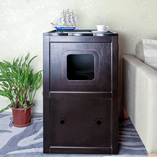 Petsfit 21x25x35 Inches Espresso DoubleDecker Pet House Litter Box