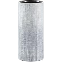 Rivet Rustic Textured Stoneware Vase, 9" H, Silver