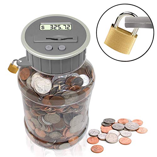 Locking Digital Coin Bank Savings Jar Pennies Nickles Dimes Quarter
