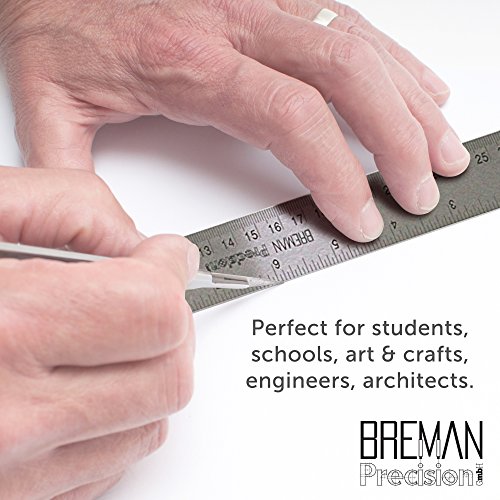 Stainless Steel Metal Ruler 10 Pack – Set of 10 Heavy Duty 24 Inch Office Rulers with Non Slip Cork Back Providing Optimal Precision (24" 10 PACKS)