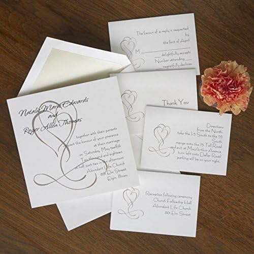 Heart Themed Invitation Set - Thermography Wedding Invite - Modern Wedding Invitation Suite - Custom Wedding Invitation Suite - AV566 (250)