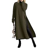 Epanus Women Casual Long Sleeve Fleece Lined Sweatshirt Dress Fall Oversized Crewneck Slit Loose Pullover Maxi Dress