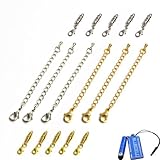 Bluecell pack of 16 Gold and silver tone magnetic lobster clasp and chain extender for Jewelry Necklace