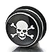 2pcs 11MM Magnetic Black Circle Skull Stud Earrings for Men, Non-Piercing Clip On Fake Ear Plugs