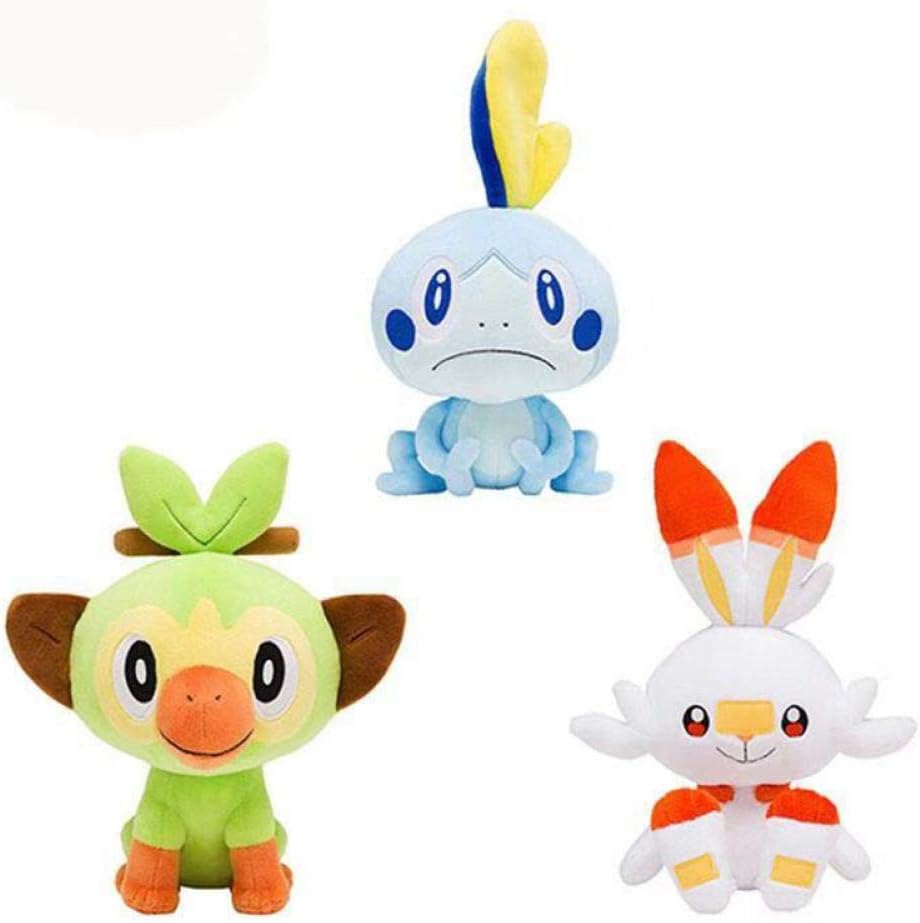Sword Shield Gosanke Sobble Grookey Scorbunny Plush Toys Monkey Rabbit Cartoon Game Dolls for Kids Children Gift 3 in 1 20 cm