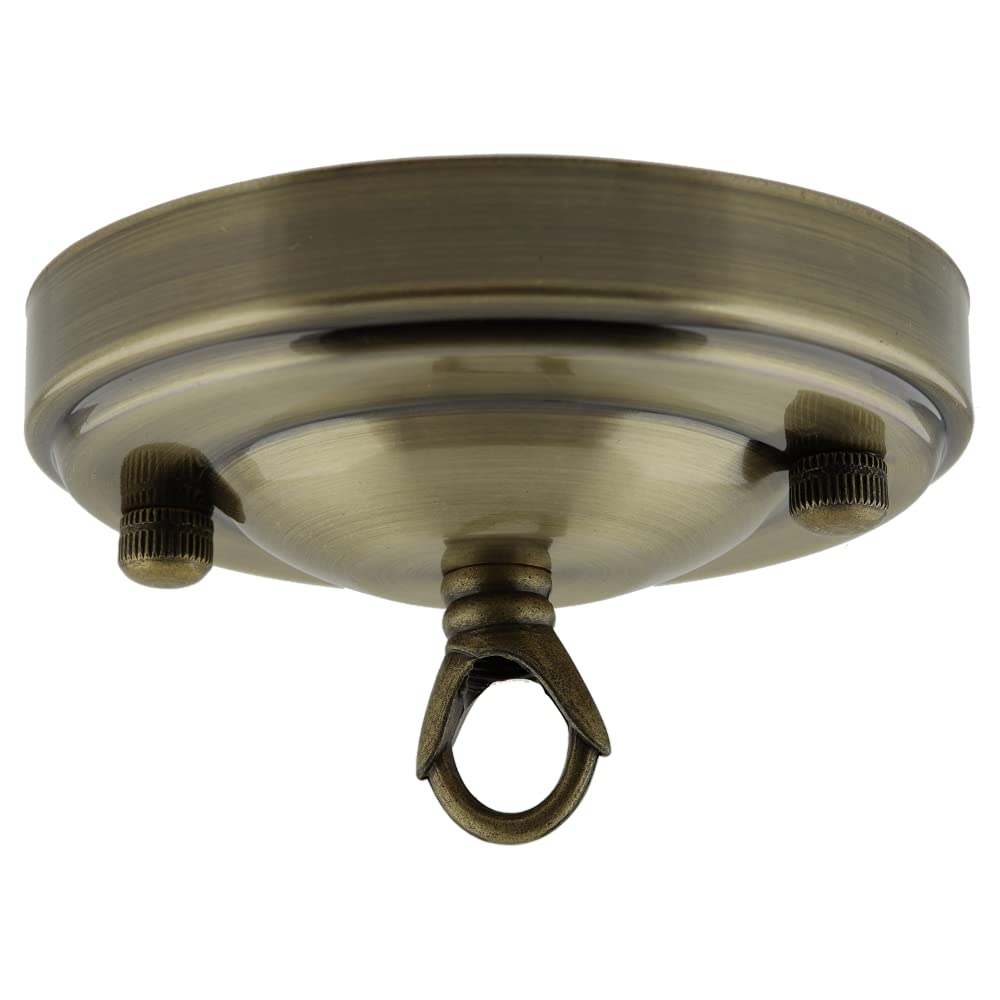 Art Deco Emporium Vintage Period Styled Complete Metal Ceiling Rose with Chain Loop (Fully Earthed) in Antique Brass Finish