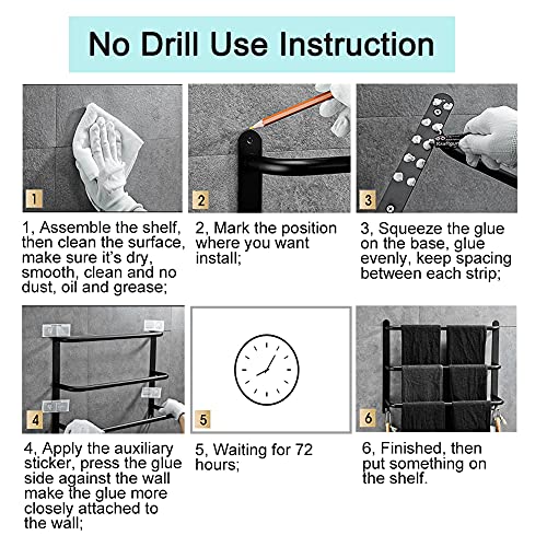 Yeegout Porte-Serviettes en Acier Inoxydable à 3 Niveaux sans perçage pour Porte-Serviettes pour Salle de Bain Cuisine et Toilettes Argent