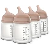 Suavinex Zero Zero Anti Colic Baby Bottle, No 1 Spanish Baby Bottle Brand, Minimizes Bottle Rejection & Nipple Confusion, Perfect for Breastfeeding Babies, 4 Pk 6 oz, Medium Tone, Adaptable Flow