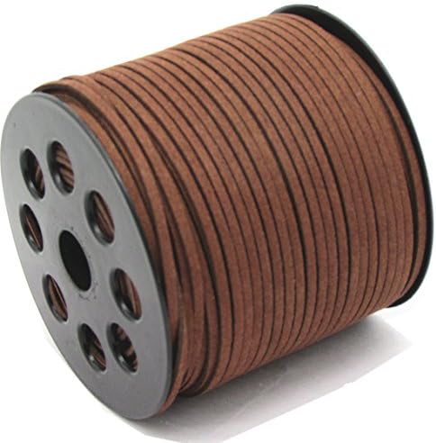 Gozillon Micro-Fiber Flat Leather Lace Beading Thread Faux Suede Cord String Jewelry Making Thread Cords (Brown)