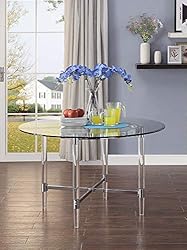 ACME Furniture Dining Table, Chrome and Clear Glass