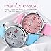 IJAHWRS Girls Analog Watch, Fashion Lady Quartz Wrist Watch Leather Strap Big Face Fun Cute Watches with Lovely Heart Shape Water Resistant - Pink