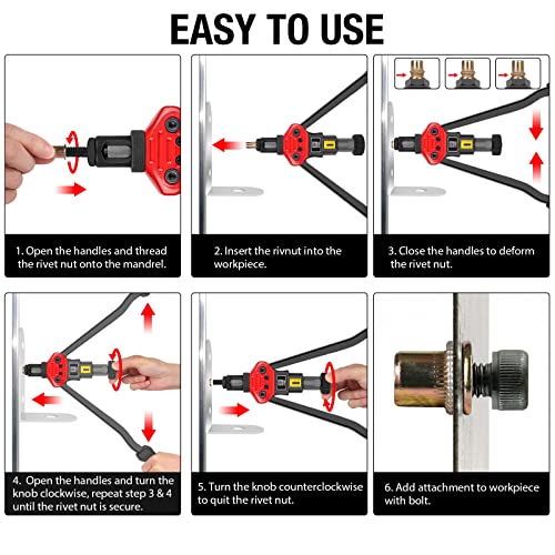 Rivet Nut Tool, GIANTISAN 16Inch Rivnut Tool Kit with 12 Metric and