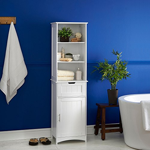 VonHaus Tall Bathroom Storage Unit with 5 Shelves and Drawer