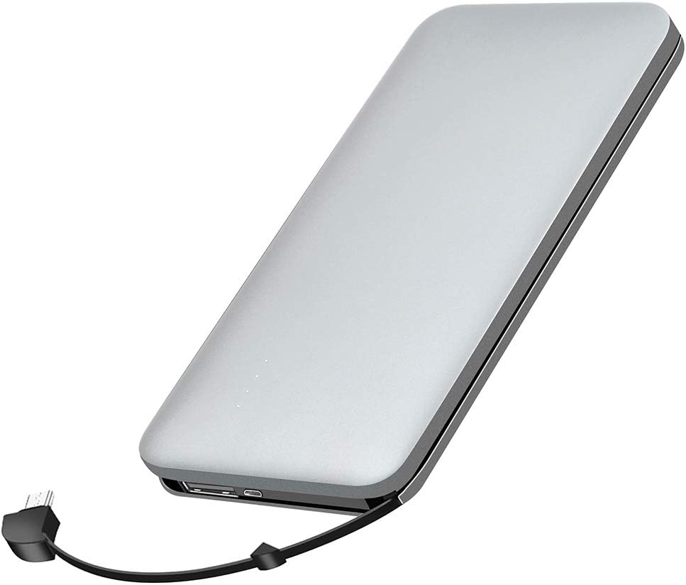 elzle Power Bank, Portable Charger 10000mAh, Extremely Thin & Light External Battery with 4 LED Indicator for iPhone Xiaomi Samsung Galaxy Phones Tablet and Other Devices (Gray)