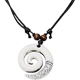 yueton 1PCS Bone Inspired Spiral Necklace Tribal Style Pendant Flow Hook Pendant for Men Women Adjustable