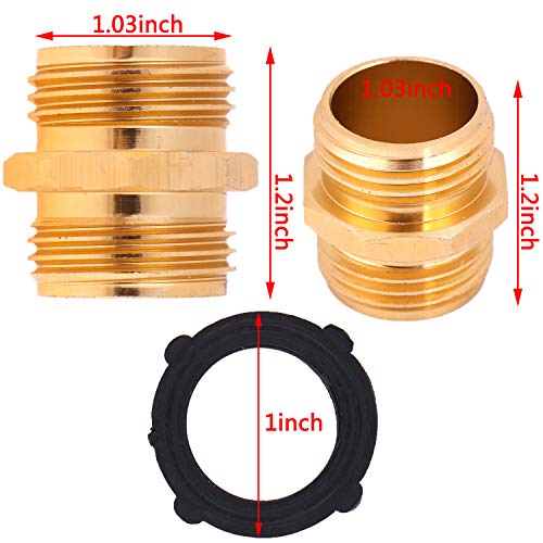 Xgood 4 Packs Double Male Connector Adapter 3/4 Inch Garden Hose Quick Connector to Hose Fitting Connect with Extra 8 Pieces Washer for Home Garden Supplies