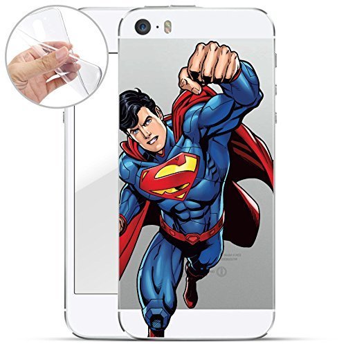 finoo | iPhone SE Weiche flexible lizensierte Silikon-Handy-Hülle | Transparente TPU Cover Schale mit 'Justice League' Motiv 