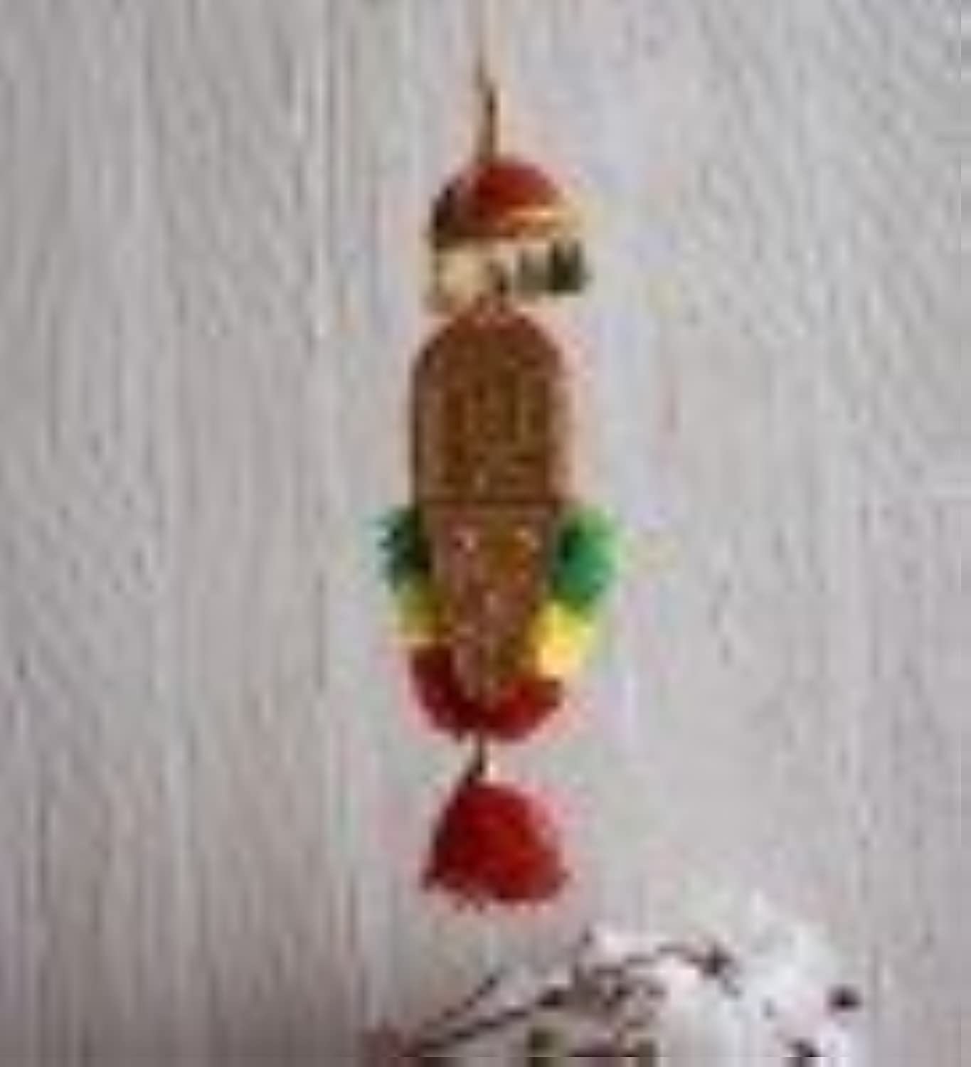 Itiha Nettipattam Ceremonial Headgear for the Elephants ethnic showpiece with Lord Ganesha & Vishnu Multicoloured Wall Decor Sculpture Indian Decor for Wall Decoration for Diwali/Ganesha - 8 inch