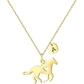 MONOOC Valentines Gifts for Kids Her Girls - Horse Necklace Gifts for Girls Horse Jewelry Necklaces Heart Initial Necklace Valentines Gift for Kids Her Teen Girl Women