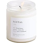 Brooklyn Candle Studio Santal Jar Candle - Luxury Scented Candle, Vegan Soy Wax, Hand Poured in The USA, 50 Hour Slow Burn Time - 7.5oz