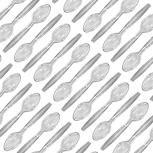 400 plastic spoons bulk, clear plastic spoons, heavy duty plastic spoons bulk, spoons clear plastic 8 retailed packages of 50 clear spoons.