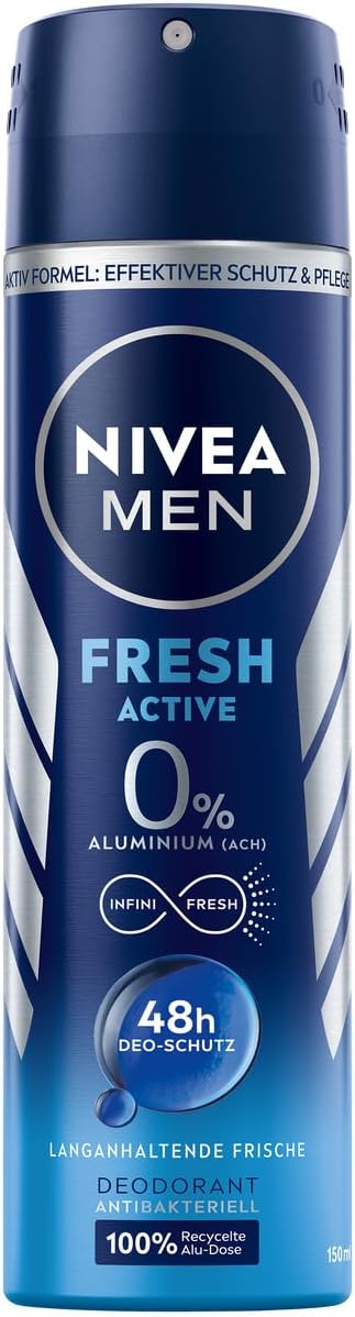 NIVEA MEN Fresh Active Deodorant Spray 150 ml Aluminium-Free ACH 48h