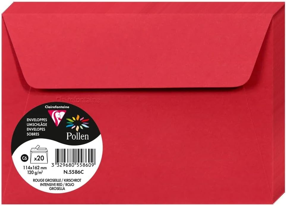 Clairefontaine 5586C Pack 20 Self-Adhesive Envelopes C6 11.4x16.2cm 120g