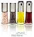 [FREE BONUS] Gourmet Brushed Stainless Steel Adjustable Ceramic Salt and Pepper Mill Grinder Set – Salt and Pepper Shakers Set - FREE High Grade Stainless Steel Oil and Vinegar Cruet Sprayer Set