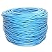FiveStarCable Cat5e 1000 Ft 24 AWG CMR Riser Rated Solid Bare Copper Conductor UTP Ethernet PVC Cable - Blue Color