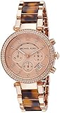 New Michael Kors Chrono Tortoise Rose Gold Tone Bracelet Ladies Watch MK5538
