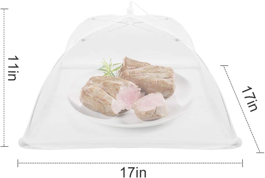  | Pop-Up Mesh Screen Food Cover Tent Umbrella, SPANLA 8 Pack Food Cover Net for Outdoors, Screen Tents, Parties Picnics, BBQs, Reusable and Collapsible Reusable and Collapsible, 17 Inches: Plate Serving Covers