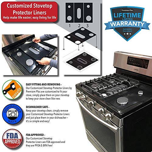 Samsung Stove Protector Liners - Stove Top Protector for Samsung Gas ranges - Customized - Easy Cleaning Stove Liners NX58F5500SS