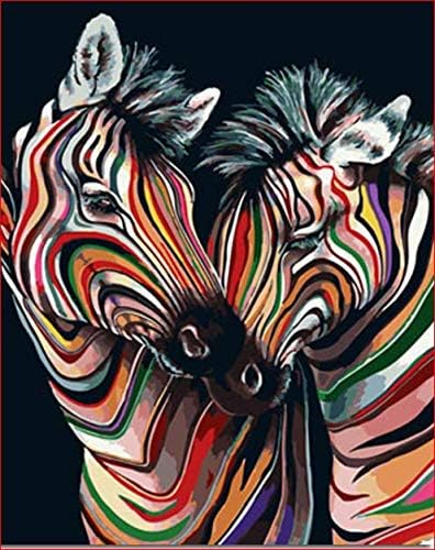 DIY Frameless Linen Color Canvas 16x20 Inch Paint by Numbers Kit with Brushes and Paints ( Animal - Colorful )