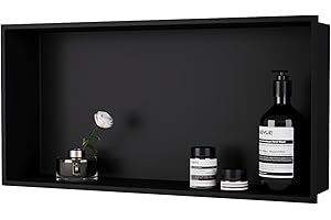 OLNGYUE Shower Niche Stainless Steel: No Tile Needed - 24"x12" Recessed Wall Niche Shelf for Bathroom Kitchen Toilet Living Room Storage - Matte Black