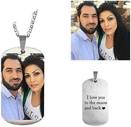 Customized Photo Necklace with Back Engraving Names-A Perfect Gift for Lovers (22 inches)