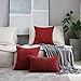 Home Brilliant 18x18 Pillow Cover Dark Red Plush Corduroy Pillow Cover Decoration Striped Velvet Throw Pillow for Couch Sofa Bed Living Room Bedroom, 18 x 18 Inch, Burgundy