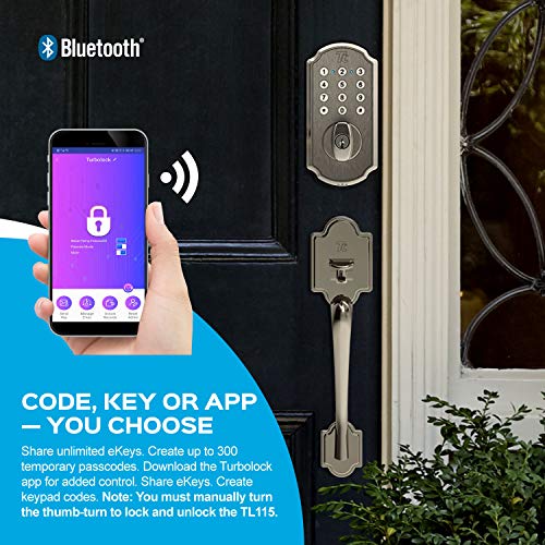 TURBOLOCK Smart Door Lockset Combo — Bluetooth Deadbolt with Keypad + App & Handle for Front Door | Beautiful… - Image 3